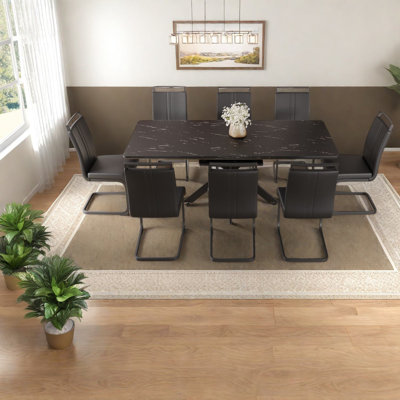 Extendable 8 Chair Dining Table Sets(must Include Both Table And Chair), Mdf Metal Modern Home