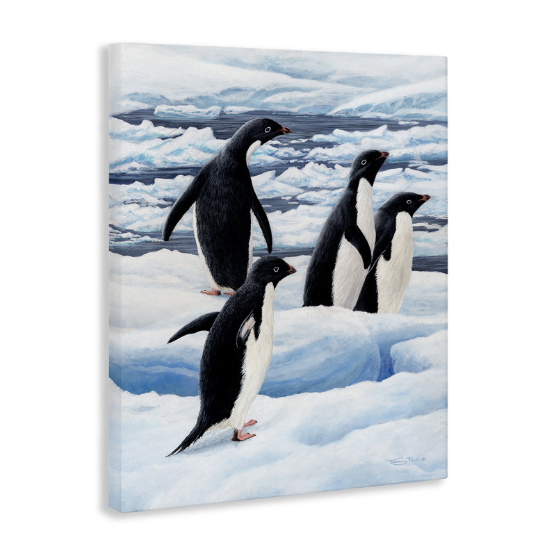 Manchots Adelie sur toile de glace, design par Jeremy Paul, H 20 po x l 16 po
