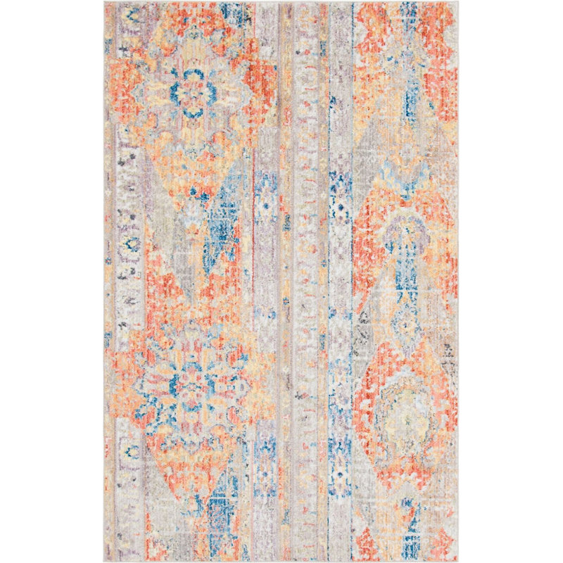 Tapis coquelicot de style sud-ouest Mulvaney, Rectangle 2 pi 2 po x 3 pi