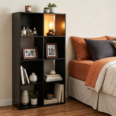 Modern Cube Bookcase Storage Organizer Shelf, Decorative Wooden Bookshelf for Living Room and Home Office