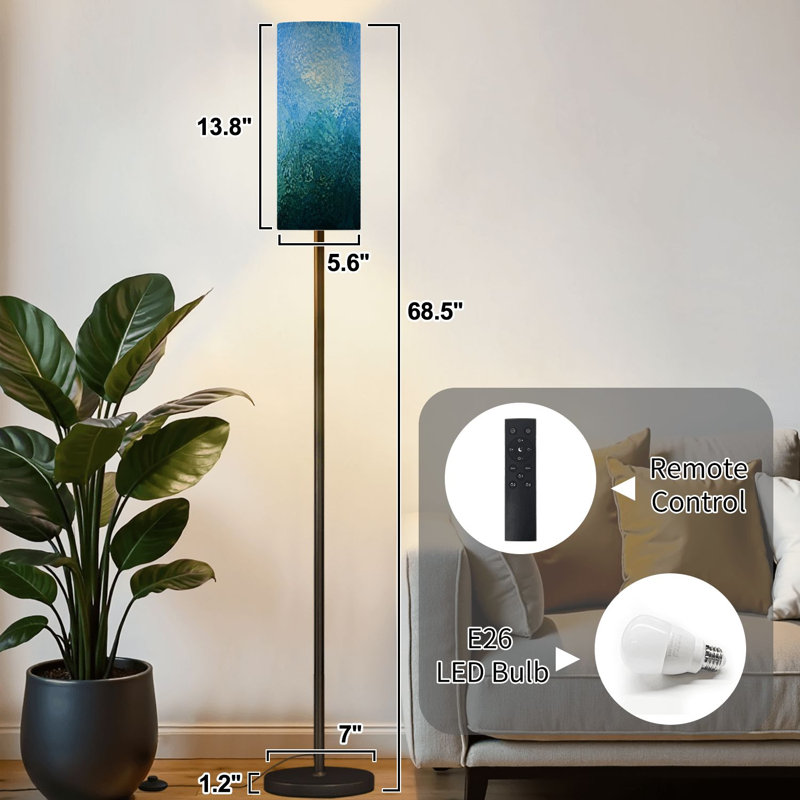 Lampe sur pied moderne à intensité variable avec télécommande, pédale, abat-jour, abat-jour, grand lampadaire pour salon, chambre à coucher, bureau