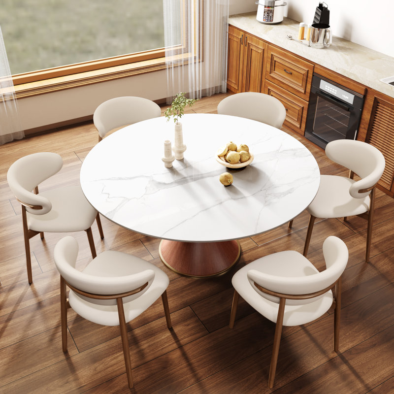 Ensemble de table de salle à manger 7 pièces Jetta, Blanc, H 29,52 po x L 59,05 po x l 59,05 po