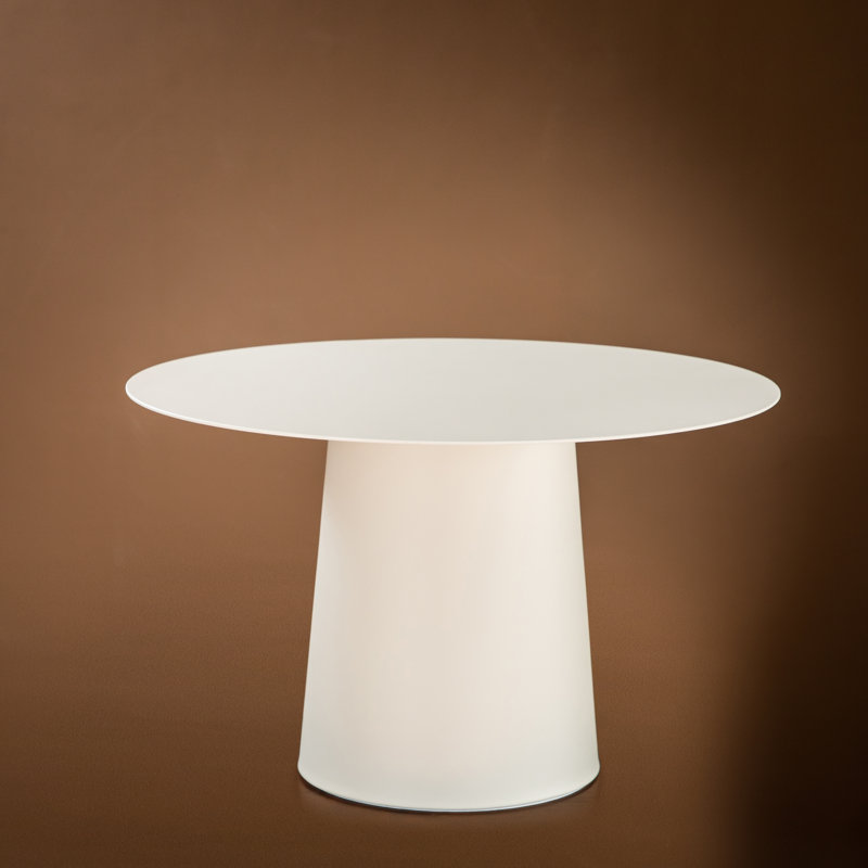 Dellia Outdoor Mid Century Modern Metal Single Round Coffee Table, 14.4" H x 23.6" L x 23.6" D, Chalk White, Chalk White