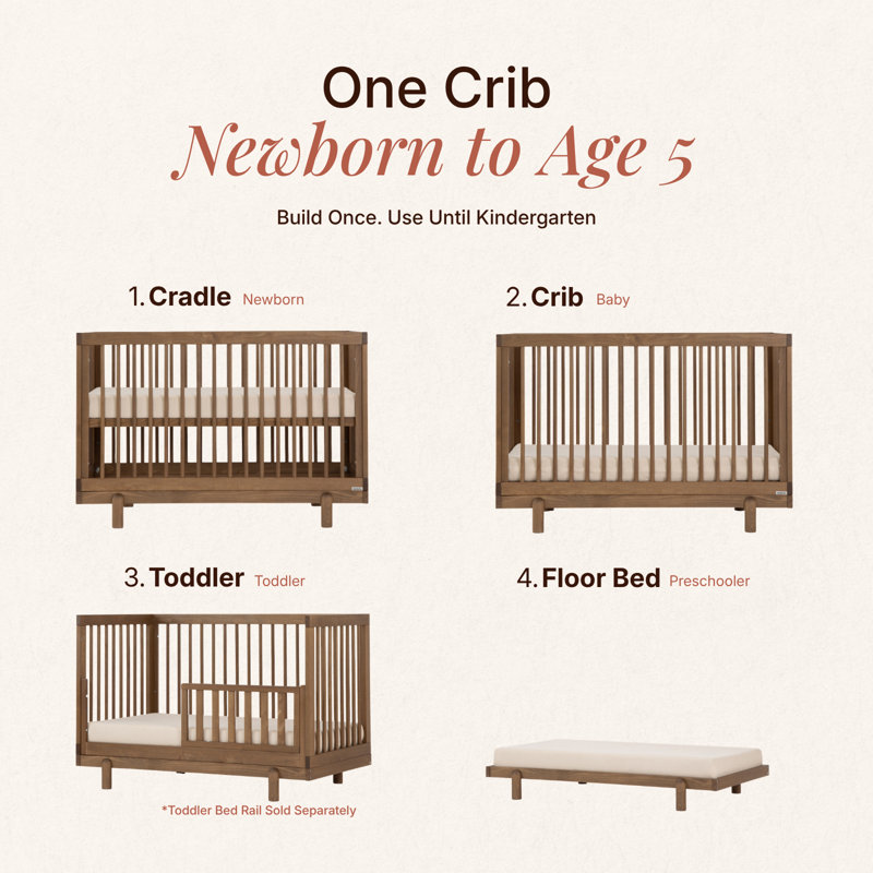 Bliss 4-in-1 Convertible Crib, Walnut