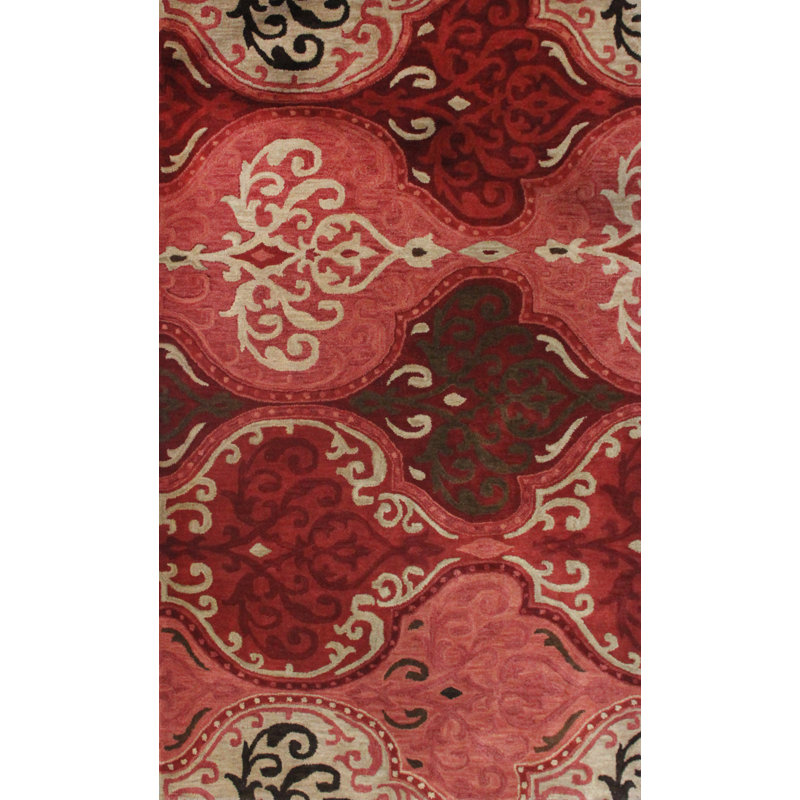 Tapis décoratif à vin en laine Touffeté à la main à motif cachemire aneira, Rectangle de 5 pi x 8 pi