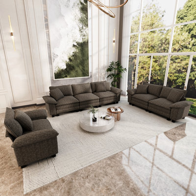 Ensemble de canapé modulaire rembourré 3 pièces, ensemble de canapé surdimensionné avec canapé, causeuse et fauteuil