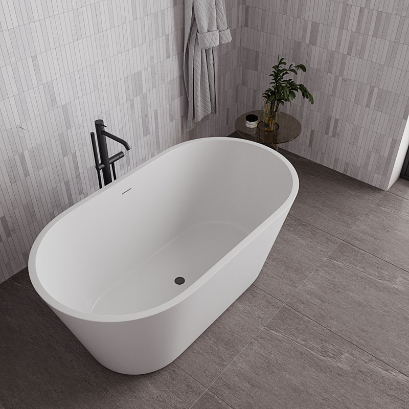 Baignoire autoportante 54 "avec drain interne Streamline, Noir mat