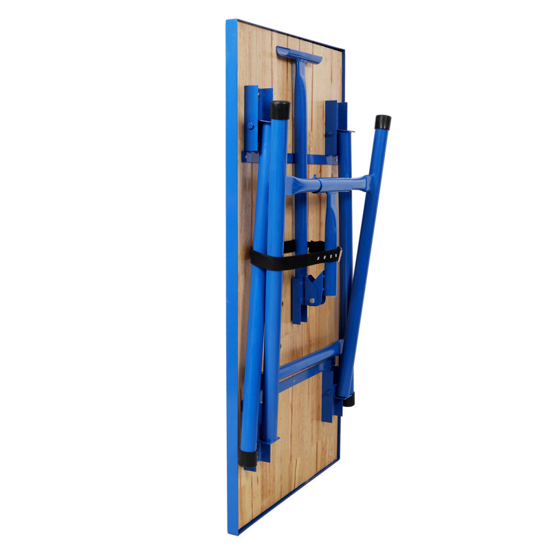 Banc de travail pliable robuste - Banc d'outils en acier d'une capacité de 660 lb avec plateau en bois, poste de travail de garage pliable et table de rangement, bleu