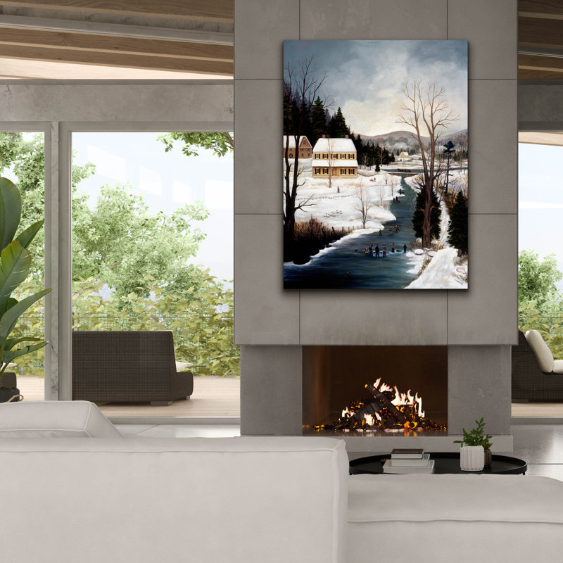  «Ice Fishing» par JL Munro, art mural sur toile, 40 po x 54 po, H 54 po x l 40 po