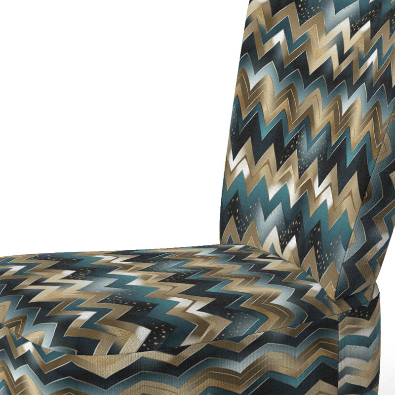 Chaise d'appoint large 27,5 po Roussel, Mélange de polyester doré / bleu sarcelle