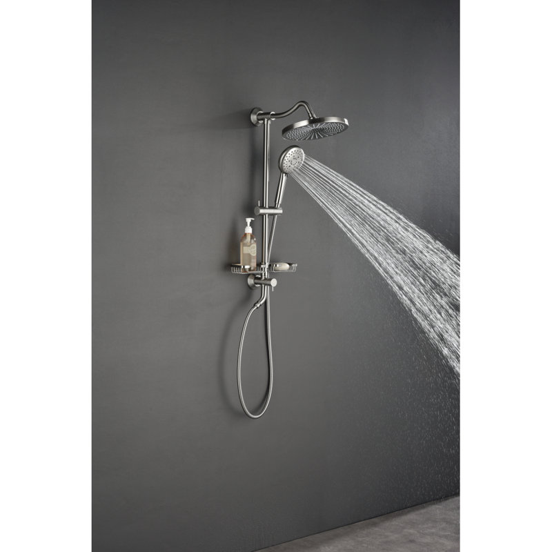 Système de douche Showerspas, avec pomme de douche à effet pluie de 10 po, douche à main à 4 fonctions, barre coulissante réglable et porte-savon,