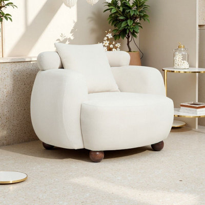 Chenille Fabric Bucket Club Chair For Living Room, Study, And Relaxation