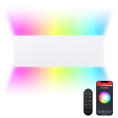 16 Inch Smart LED Wall Sconce, 100-265V RGBCW Color Changing Wall Light, Waterproof Outdoor Commercial Wall Washing Lighting, White