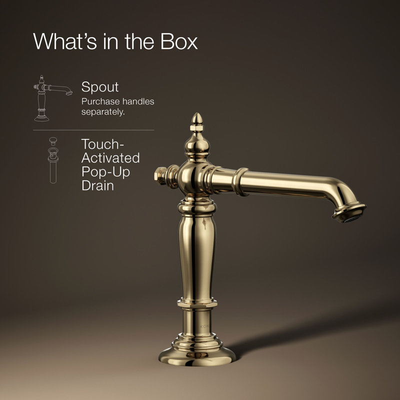Artifacts® Widespread Bathroom Faucet with Drain Assembly, Vibrant French Gold