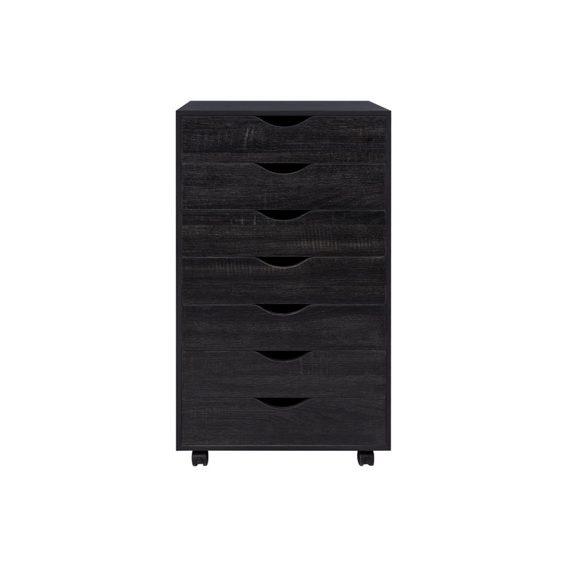 Brixen 7 Drawer Storage Cabinet, rolling storage office cabinets, Black