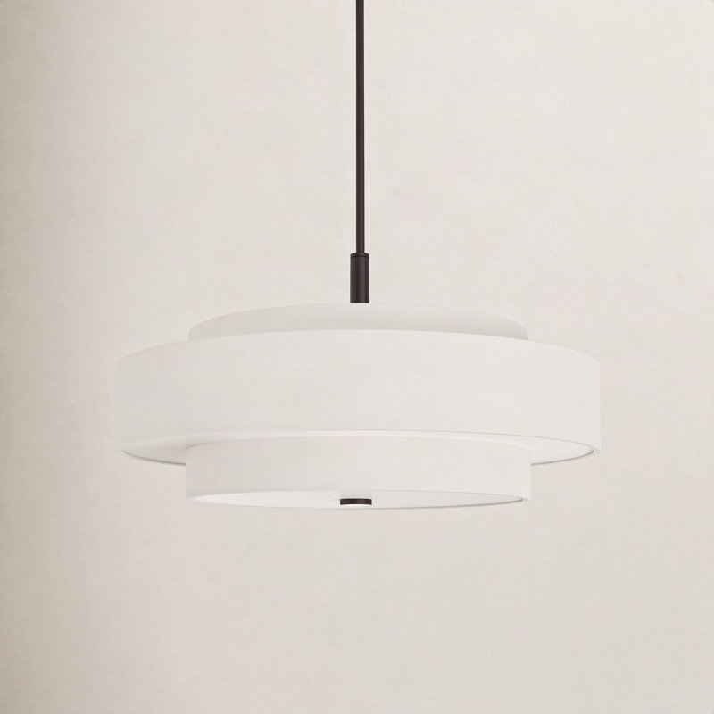 Flaire 5-Light Chandelier, Bronze anglais, Blanc cassé
