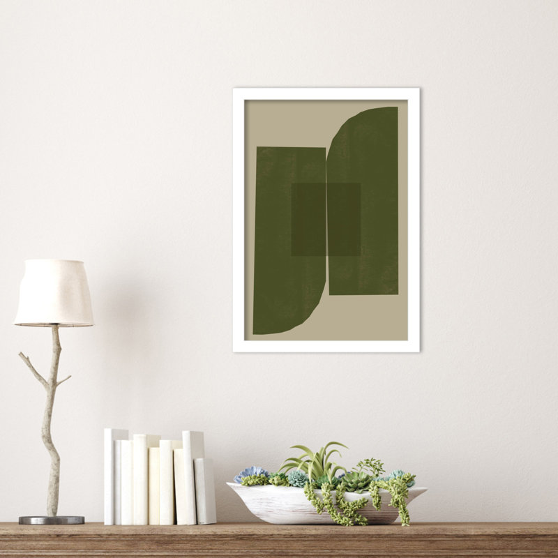 "Percey Green Composition 2" par le studio MIUUS, reproduction d'art encadrée en bois, H 17 po x l 12 po, Blanc