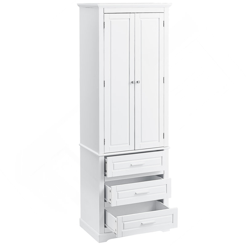 Versatile Tall Storage Cabinet With Three Drawers For Bathroom, Office, Or Kitchen, Ideal For Organizing And Maximizing Space