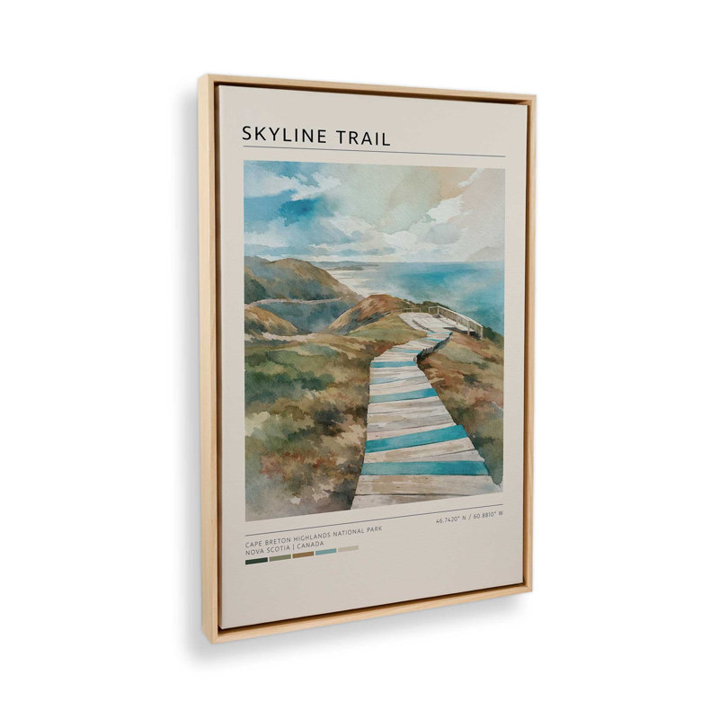 Impression sur toile, "Skyline Trail", Cadre flottant en érable américain, 20 po x 30 po