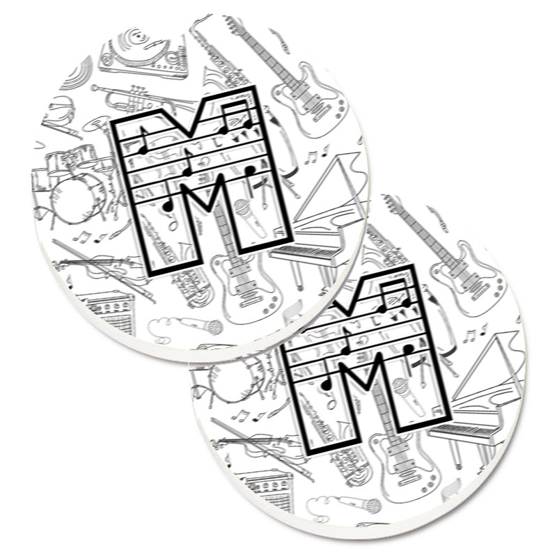 Ceramic Round 2 Piece Car Coaster Set, M