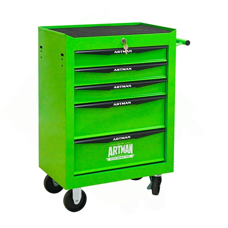 Coffre à outils roulant en métal avec 5 tiroirs, armoire à outils à 5 tiroirs de 20 po avec glissières à roulement à billes, coffre à outils en acier
