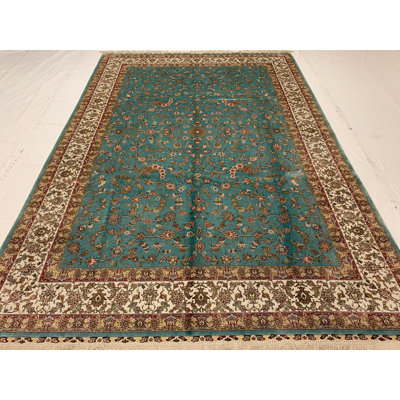 Tapis floral en soie fait à la main 6 pi 9 po x 10 pi 0 po