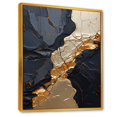 Minimalism Chrome Gold And Black Poteries II - Abstract Spirals Canvas Prints