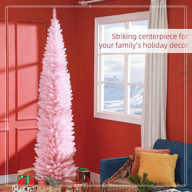 Arbre de Noël artificiel 8 pi, arbre de Noël mince avec 618 pointes de branches réalistes et support en plastique