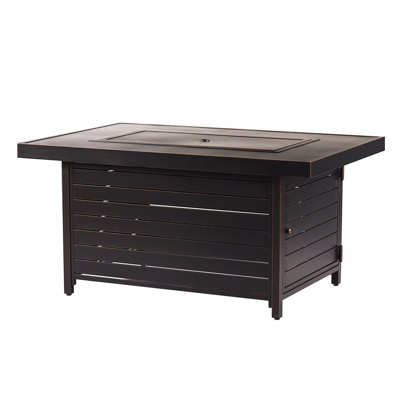 Rectangulaire 48 po X 36 po Foyer de table en aluminium au propane, perles de verre, deux couvercles, couvercle, finition cuivre de 55 000 BTU
