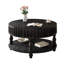 Table basse cannelée moderne avec rangement, table centrale à finition noire avec couvercle rabattable, pieds robustes en bois massif pour salon Mid-Century-806650604