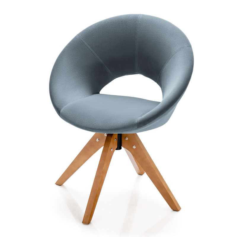Friedhart Velvet Swivel Armchair, Gray Velvet