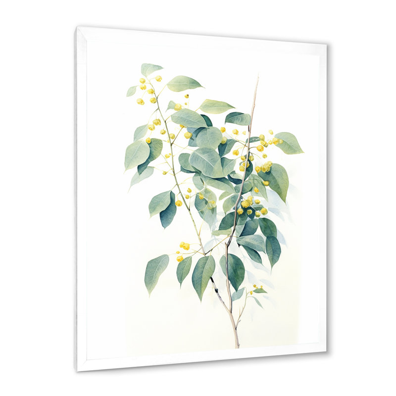 «White Green Minimalisme Eucalyptus Essence» sur toile, Cadre photo blanc, H 20 po x l 12 po x P 1 po