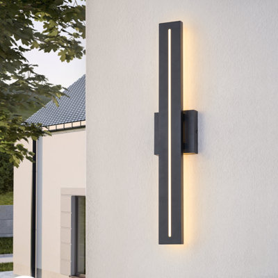 24“H Modern Matte Black LED Outdoor Wall Light