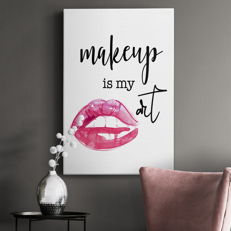Maquillage est mon art, toile tendue avec châssis de qualité supérieure - prête à être accrochée
