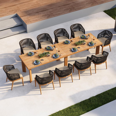 Rectangular 10 - Person 166.53" Long Aluminum Dining Set with Cushions