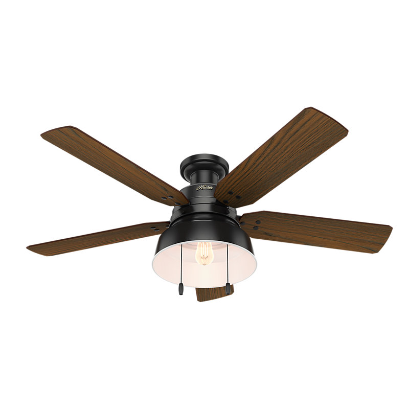 52" Mill Valley 5-Blade Outdoor Ceiling Fan with Light Kit, Matte Black