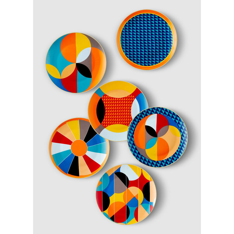 Ensemble de 6 assiettes rondes multicolores 6 pièces Dance Of Colours