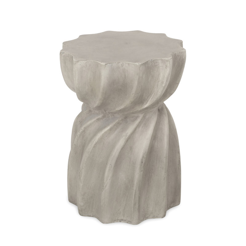 Side Table - Outdoor Beauty Enhancer. Grey Magnesium Oxide, 14"X14"X18.5", 17.14 Lb. Bewitching Tabletop, Elegant Form Decor Perfection. Enchanting Design