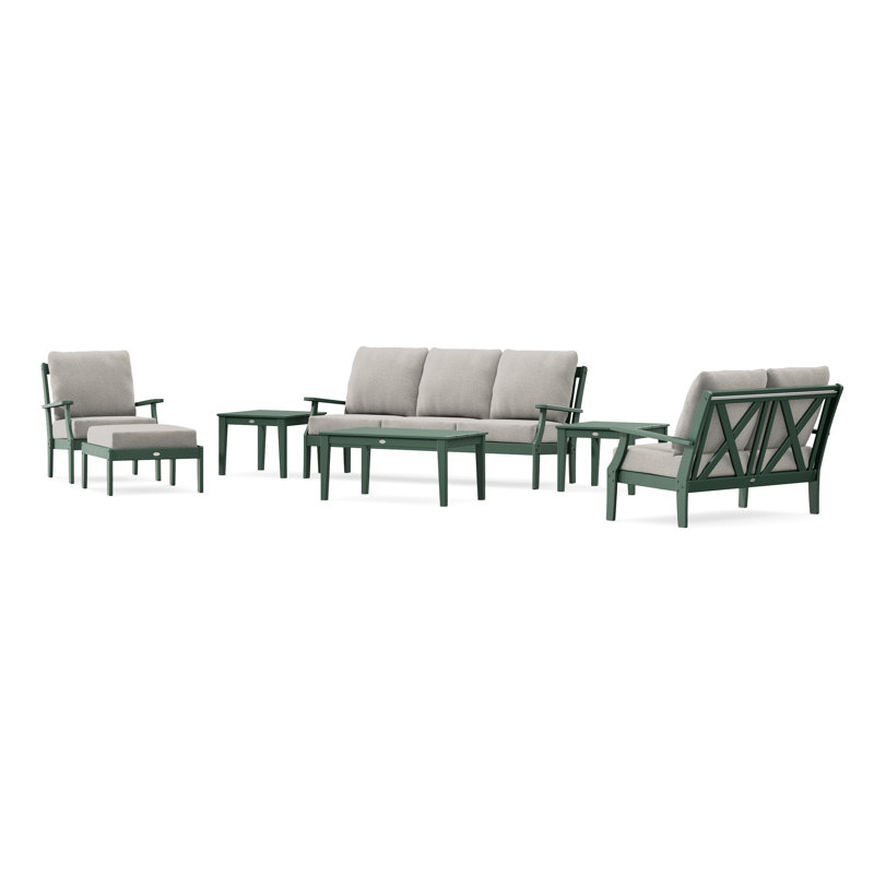 Ensemble de conversation à assise profonde 7 pièces Braxton, Weathered Tweed, Green