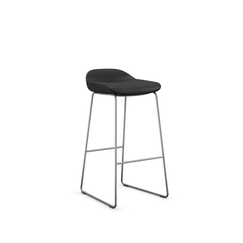 Tabouret Lilly , Argent, Tabouret de bar (siège d'une hauteur de 30 po), Vinyle noir