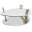 Table basse moderne 36 pouces, forme elliptique ovale, bois de manguier avec laiton antique