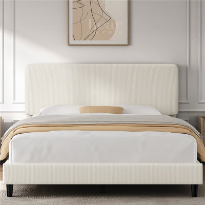 Upholstered Bed Frame with Adjustable Headboard