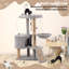  Arbre à chat 39 po pour chats d'intérieur, tour pour chat avec poteaux à griffes, condo, hamacs, perchoir moelleux, jouets, gris clair, parfait pour les chats actifs