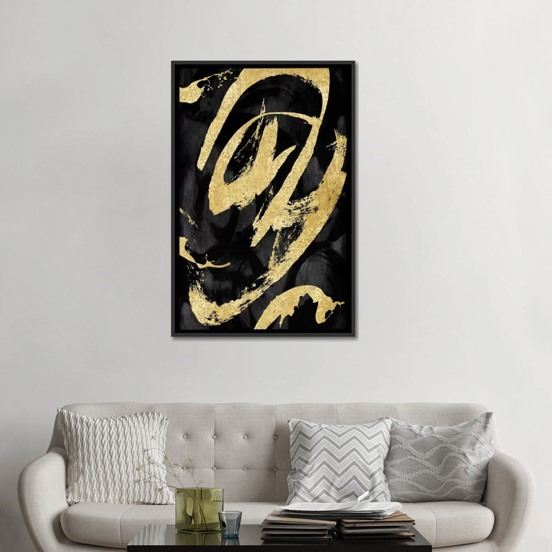 « rambunctious i », reproduction sur toile, H 26 po x l 18 po x P 1,5 po, Toile avec cadre noir, Pas de tapis