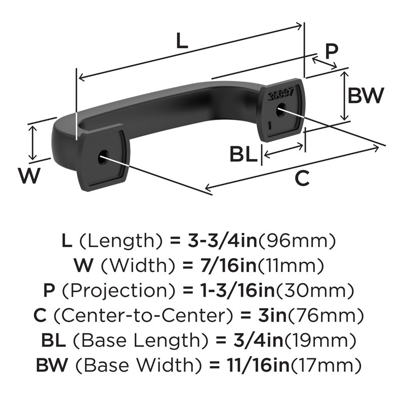 Poignée arche Surpass, Noir mat, 3"