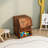 Double Sided Mobile Bookcase Display Stand,4 Tier Wood Open Book Shelf Magazine Bookshelf,Retro
