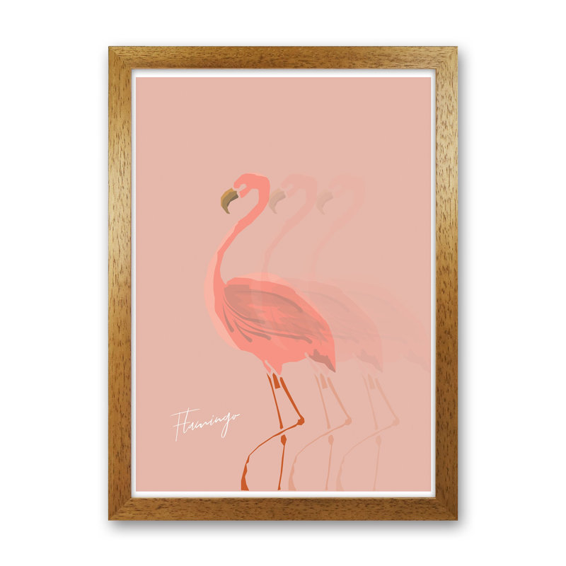 Flamingo Shadow by Pixy Paper - Print, Oak Framed, 84cm H x 59.4cm W x 3cm D