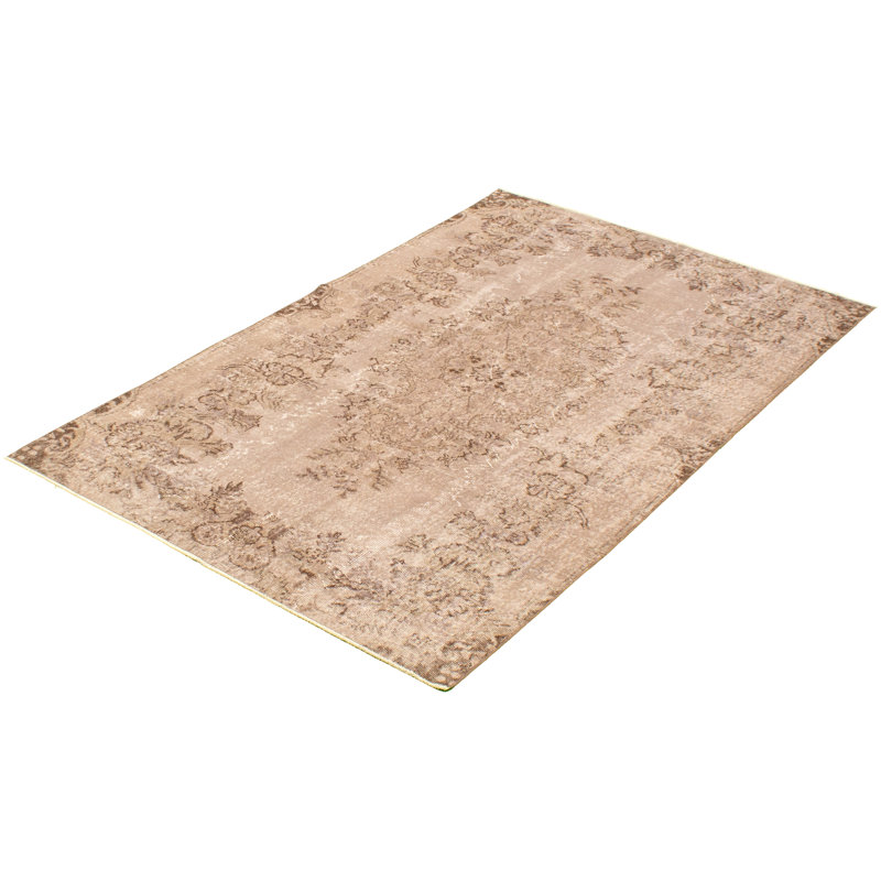 Tapis décoratif en laine brun clair 4 pi 8 po x 7 pi 10 po Denessa noué à la main