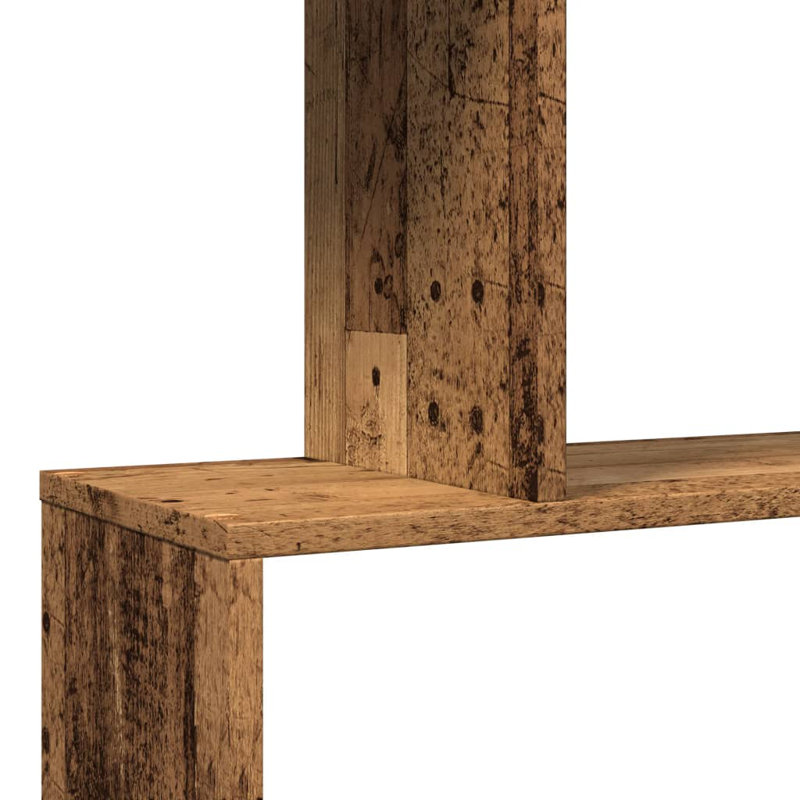 Sekai 70cm W Bookcase, Old Wood, (3 Shelves) 97cm H x 70cm W x 24cm D