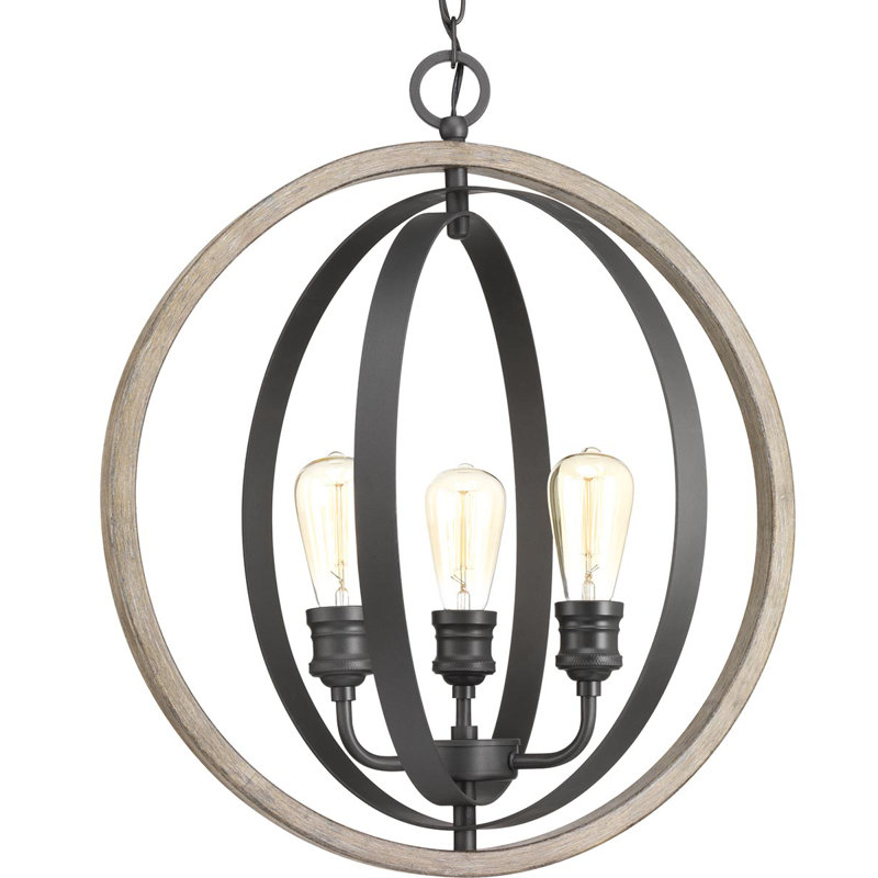 Luminaire suspendu sphère 3 lumières Mccurley, Graphite